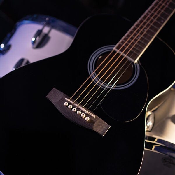 body of black JJ43 acoustic guitar