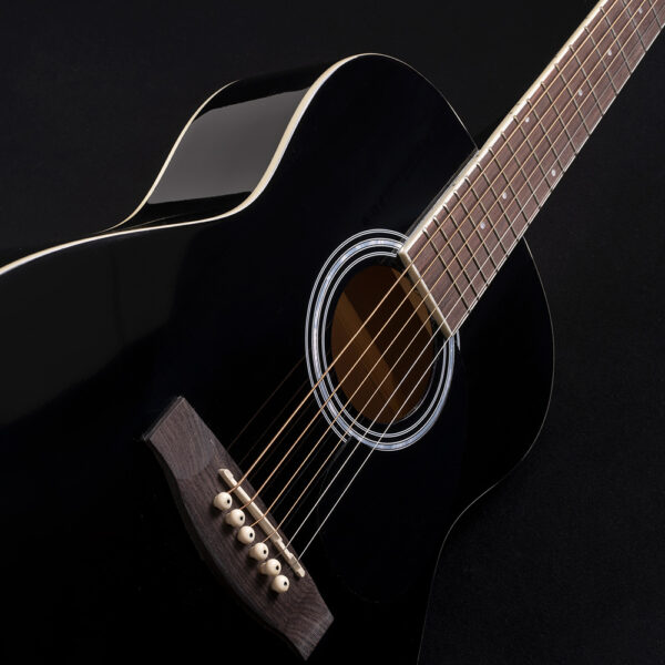 body of black JJ43 electric guitar
