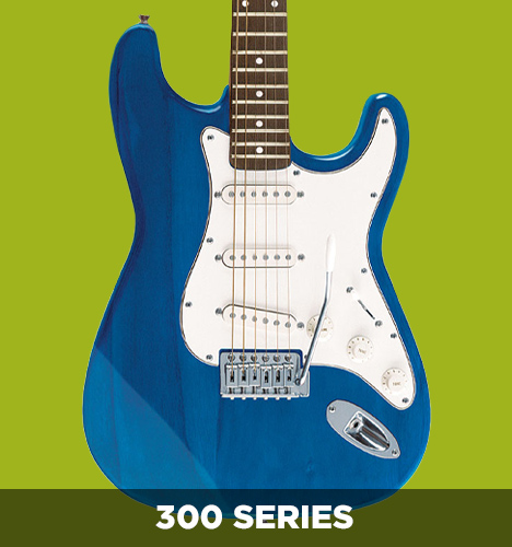 body of blue 300 series electric guitar